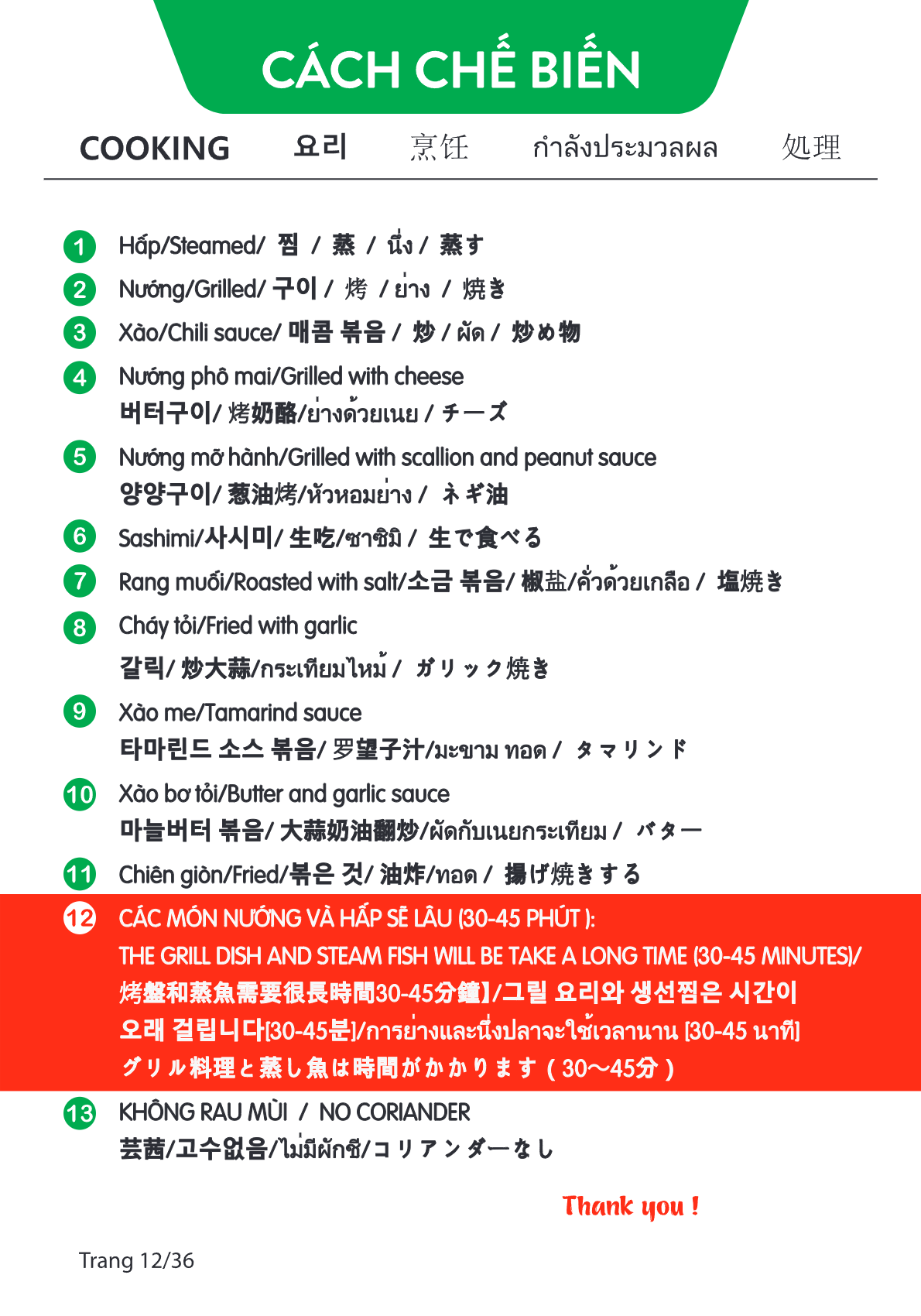 Menu Page 12